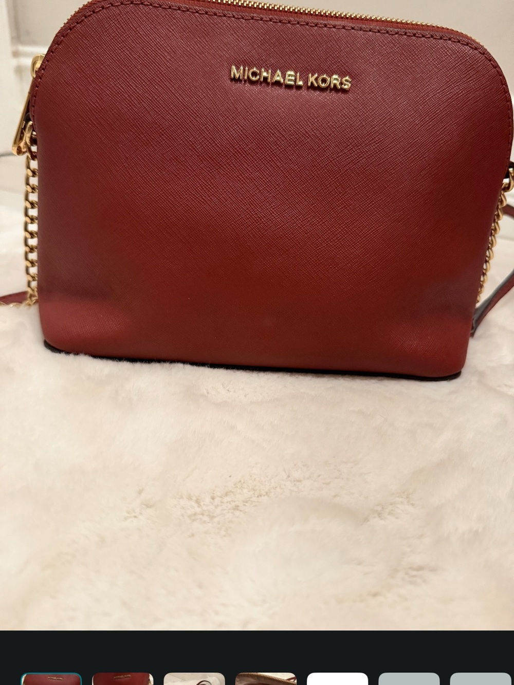 Michael Kors Burgundy Crossbody Bag with Gold Hardware